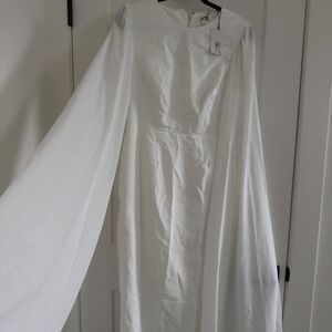 River Island Cape Cape Dress - Elegant White Long Sleeve Dress